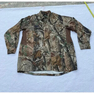 RedHead Long Sleeve Button Down Oak Vented Hunting Shirts Camo Brown Sz XL